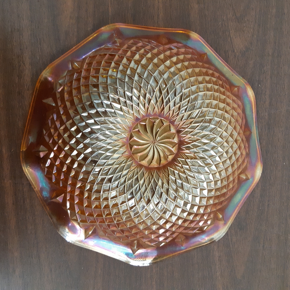 Carnival Glass, Marigold Bowl, 11 inches W - Picture 3 of 4